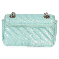 Blue Sequin Calfskin Matelasse Diagonal Small GG Marmont Shoulder Bag