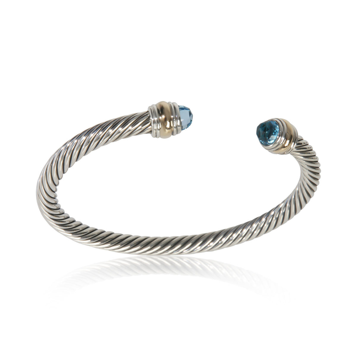 Yellow Gold & Sterling Silver Topaz Cable Classic Bracelet