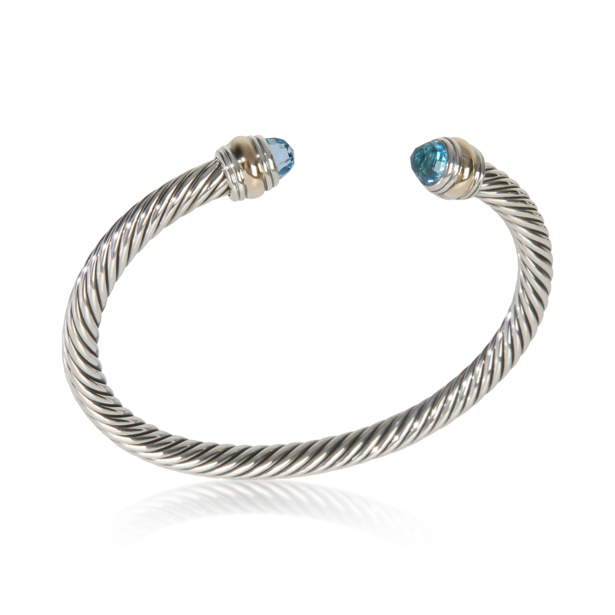 Yellow Gold & Sterling Silver Topaz Cable Classic Bracelet