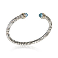 Yellow Gold & Sterling Silver Topaz Cable Classic Bracelet