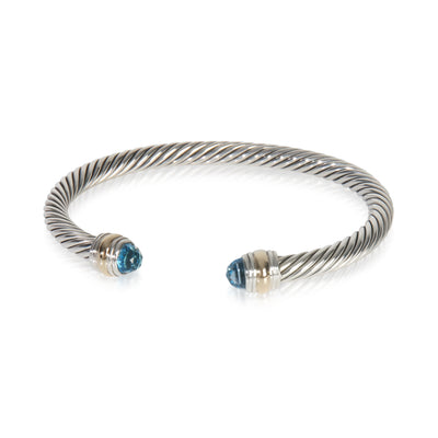 Yellow Gold & Sterling Silver Topaz Cable Classic Bracelet