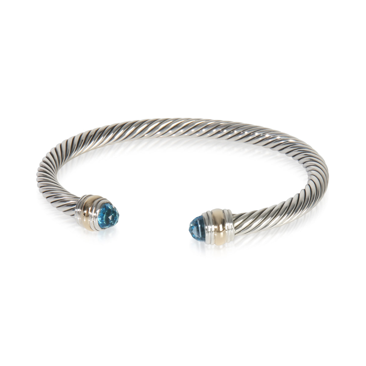 Yellow Gold & Sterling Silver Topaz Cable Classic Bracelet