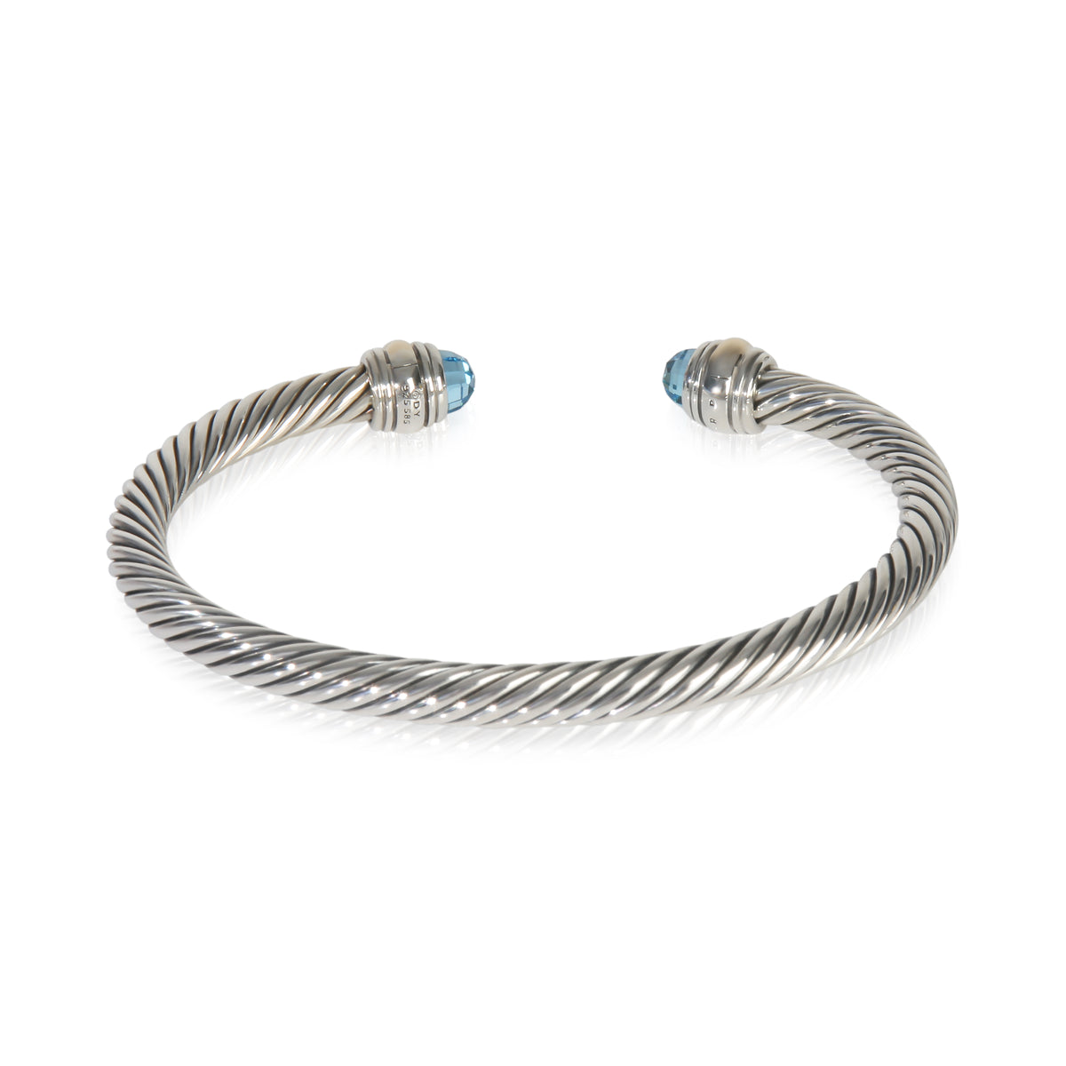 Yellow Gold & Sterling Silver Topaz Cable Classic Bracelet