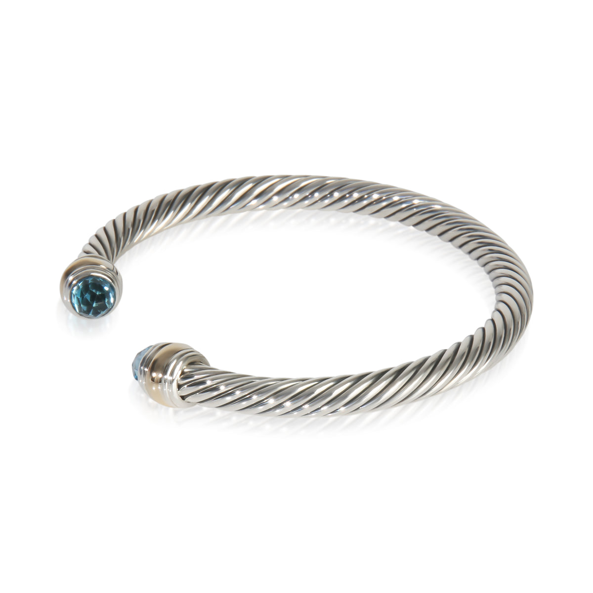 Yellow Gold & Sterling Silver Topaz Cable Classic Bracelet