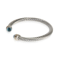 Yellow Gold & Sterling Silver Topaz Cable Classic Bracelet