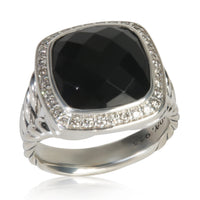 David Yurman Sterling Silver Onyx and Diamond Albion Ring bv