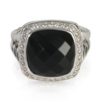 David Yurman Sterling Silver Onyx and Diamond Albion Ring fv