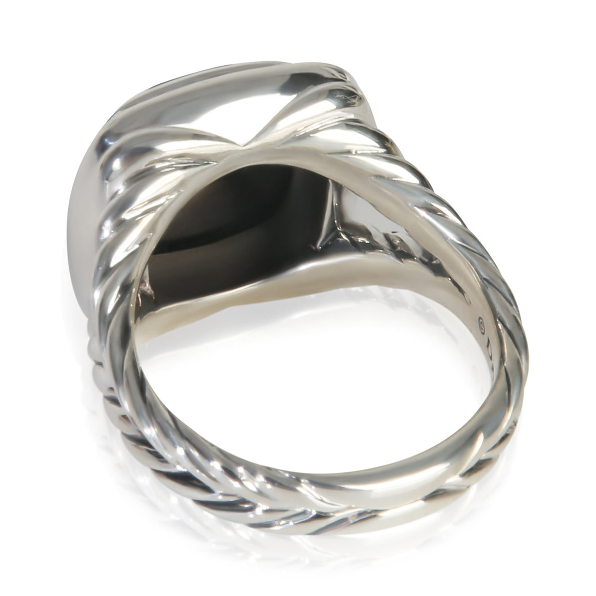 David Yurman Sterling Silver Onyx and Diamond Albion Ring pv