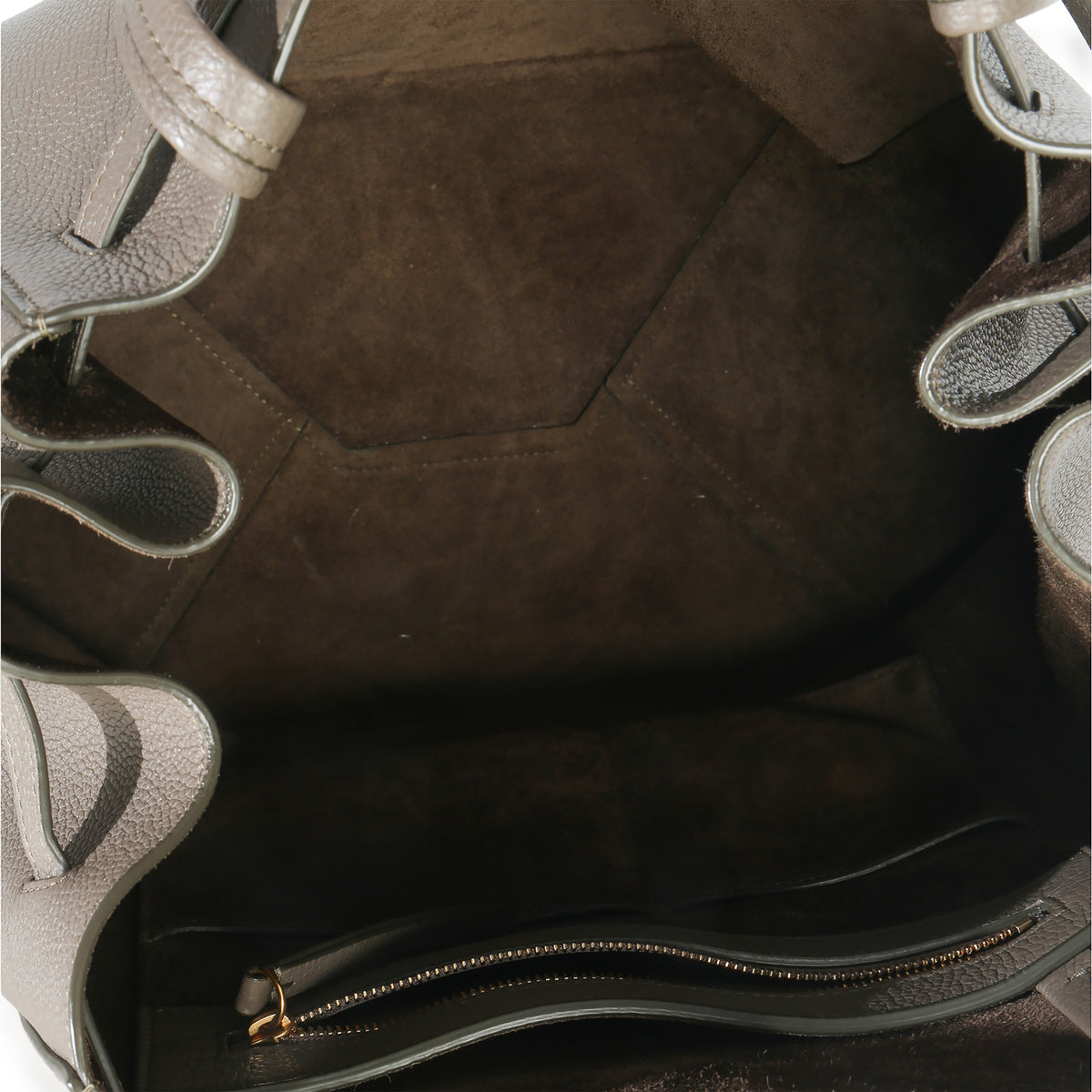 Taupe Soft Grained Calfskin Small Belt Cabas Phantom Tote