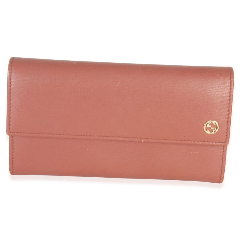 Gucci Pink Leather Interlocking G Continental Wallet Handbag fv
