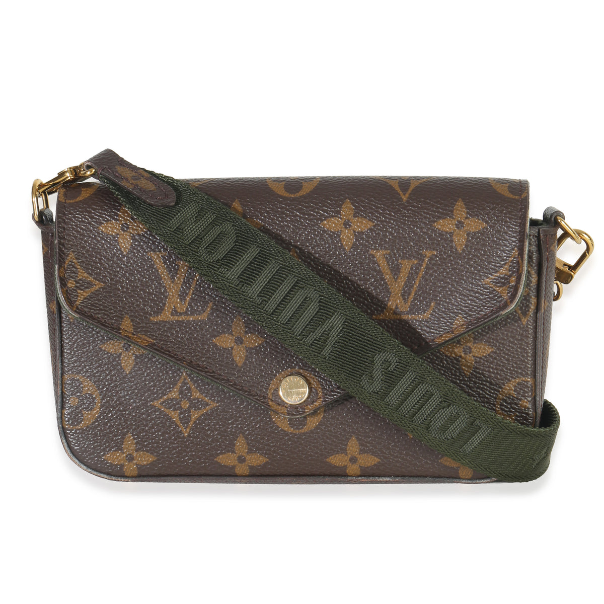 Kaki Monogram Canvas Felicie Strap & Go