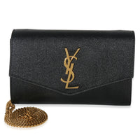 Black Grain De Poudre Uptown Chain Wallet