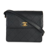 Vintage 24k Black Quilted Caviar Flap Bag