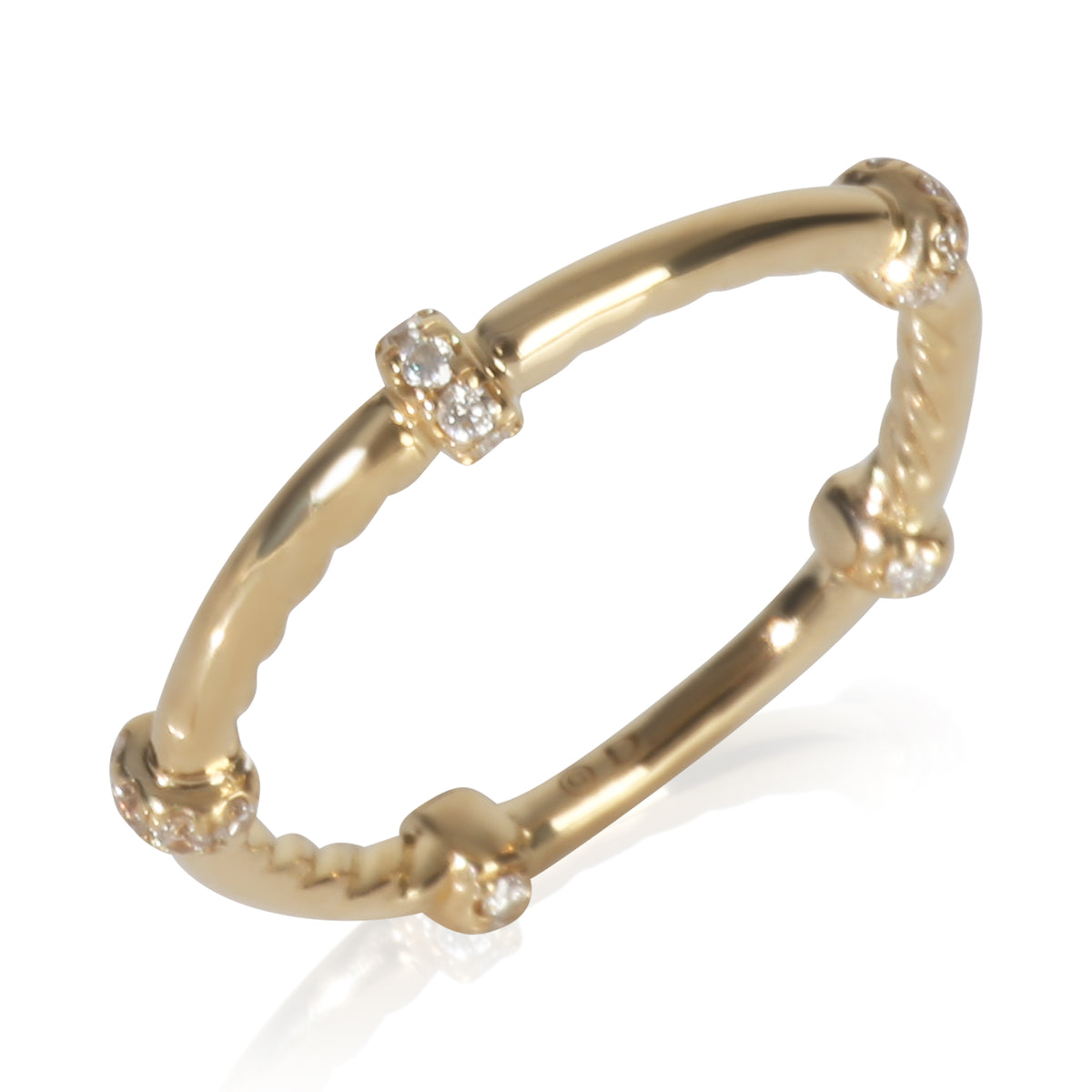 Yellow Gold Diamond Cable Stacking Ring