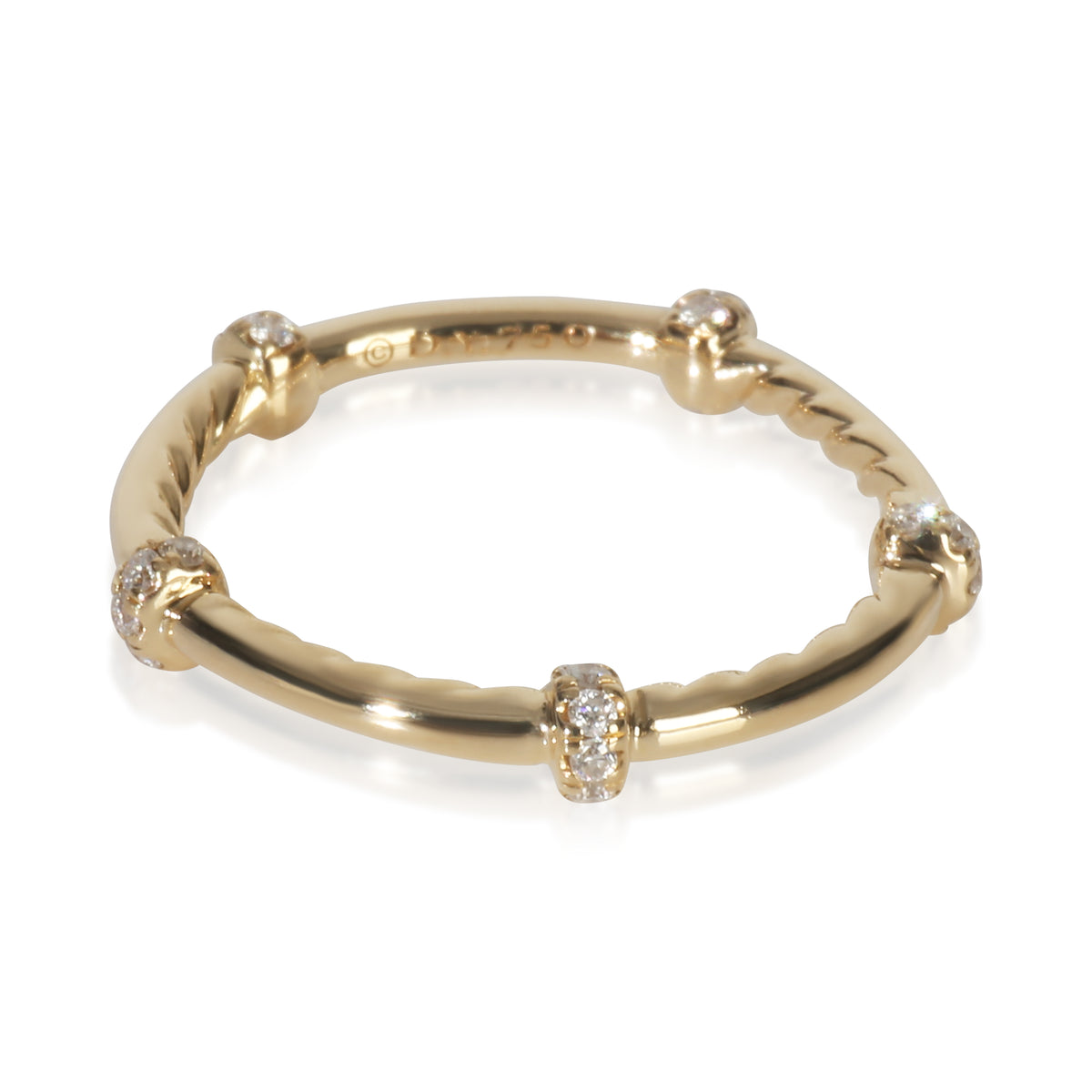 Yellow Gold Diamond Cable Stacking Ring