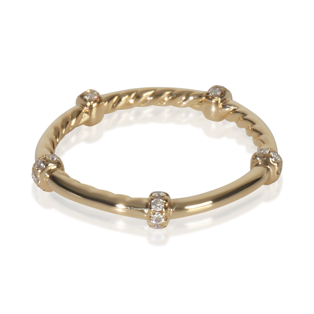 Yellow Gold Diamond Cable Stacking Ring
