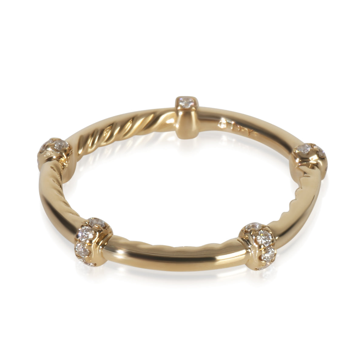 Yellow Gold Diamond Cable Stacking Ring