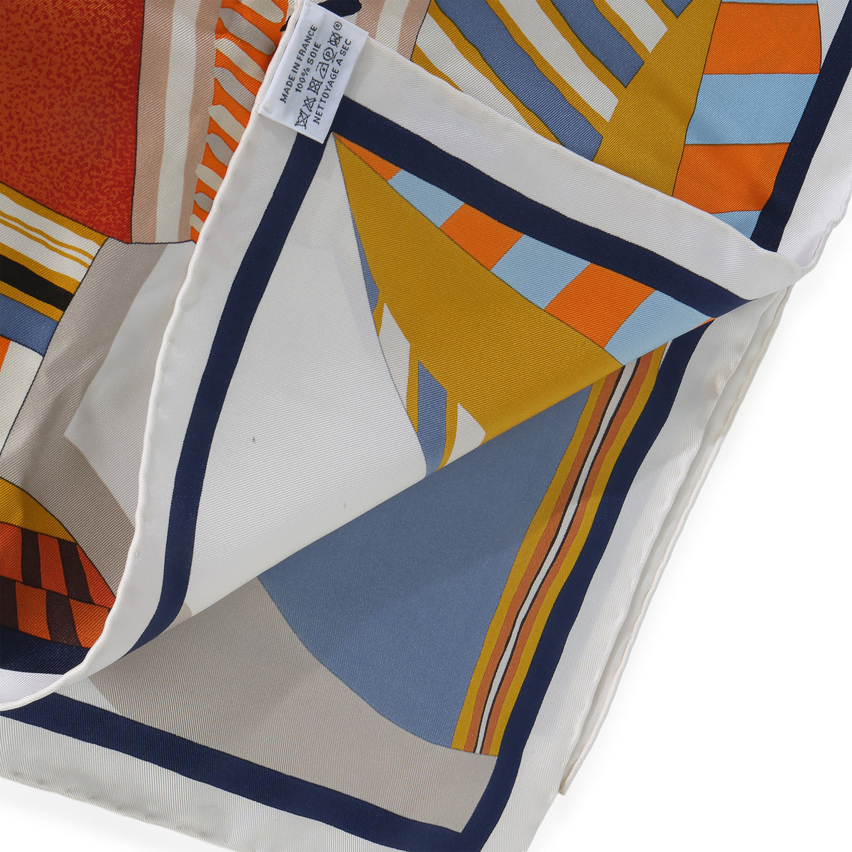 Hermès Bleu Tabac Grenadine Silk La Selle Imaginaire Scarf 90 pv