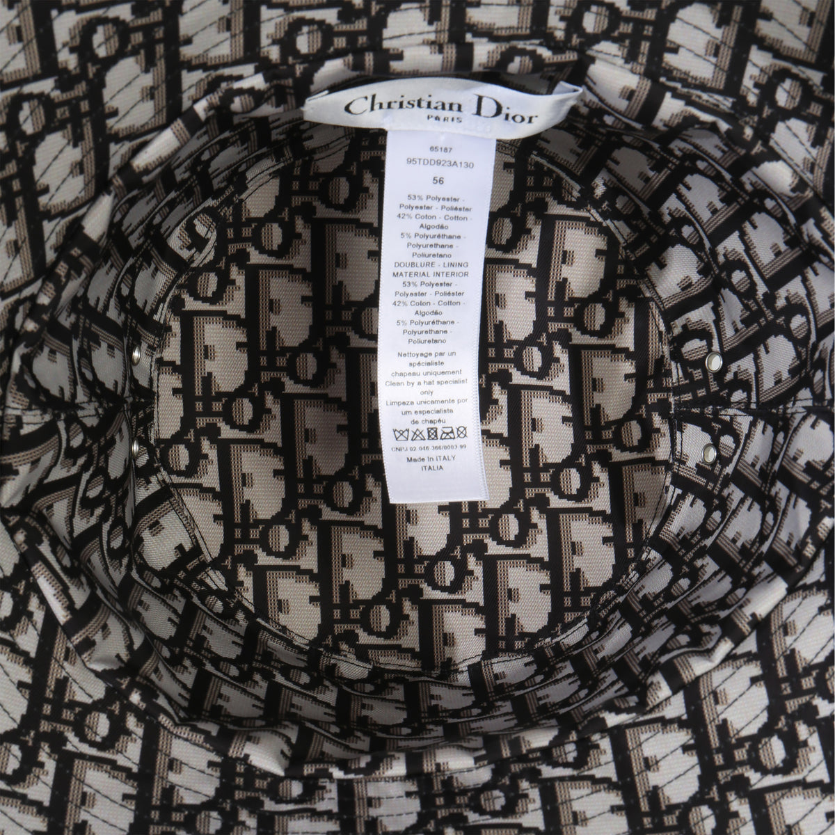 Christian Dior Black Nylon Reversible Teddy Bucket Hat 56 bv