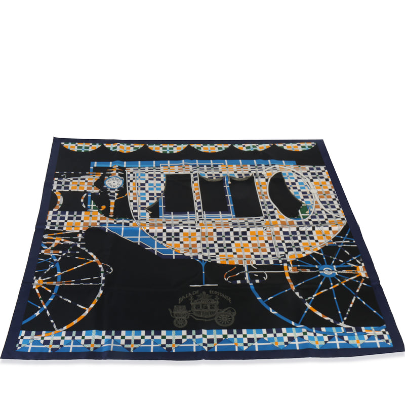 Black Bleu Jaune Dor Silk Balade Ecossaise Scarf 90