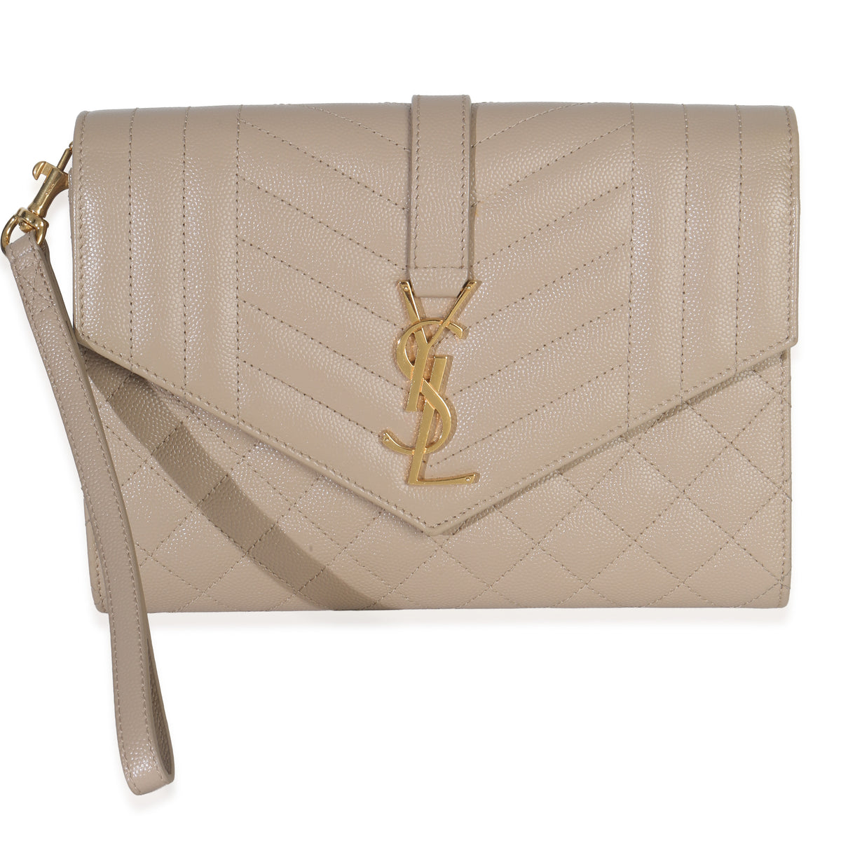 Dark Beige Grain De Poudre Triquilt Monogram Clutch