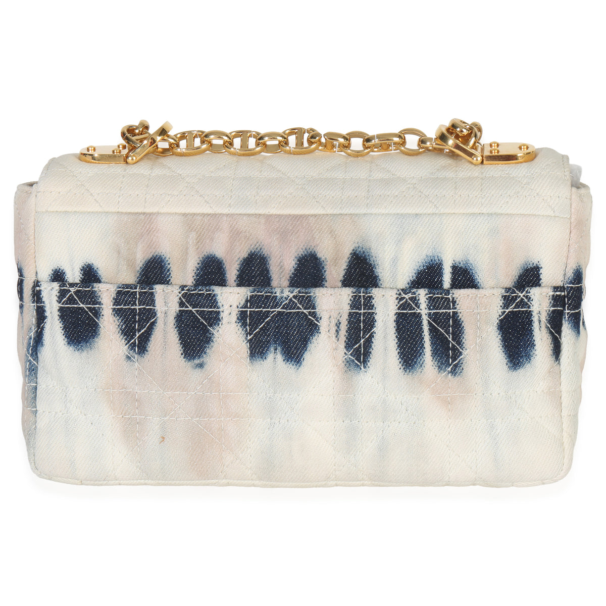 Christian Dior Multicolor Tie Dye Denim Cannage Small Caro Chain Bag Handbag bv