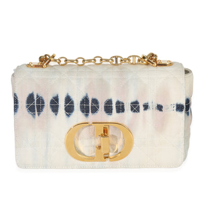 Christian Dior Multicolor Tie Dye Denim Cannage Small Caro Chain Bag Handbag fv