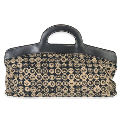 Beige Black Jersey Coco Mark Allover Handle Bag