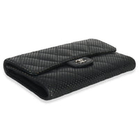 Chanel Black Quilted Perforated Lambskin Continental Wallet Handbag av