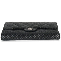 Chanel Black Quilted Perforated Lambskin Continental Wallet Handbag box