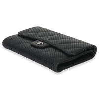 Chanel Black Quilted Perforated Lambskin Continental Wallet Handbag clasp