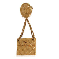 Chanel Gold Plated  Vintage Matelasse Bag Brooch sv
