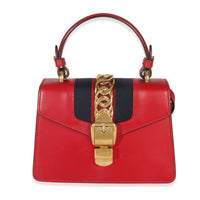 Gucci Red Calfskin Mini Sylvie Top Handle Handbag fv