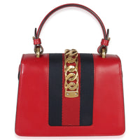 Gucci Red Calfskin Mini Sylvie Top Handle Handbag stamp