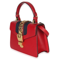 Gucci Red Calfskin Mini Sylvie Top Handle Handbag sv