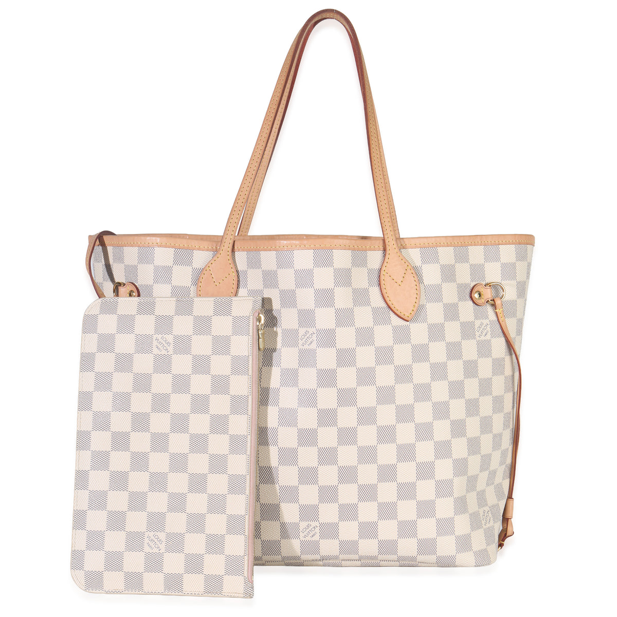 Louis Vuitton Rose Ballerine Damier Azur Canvas Neverfull MM Handbag id