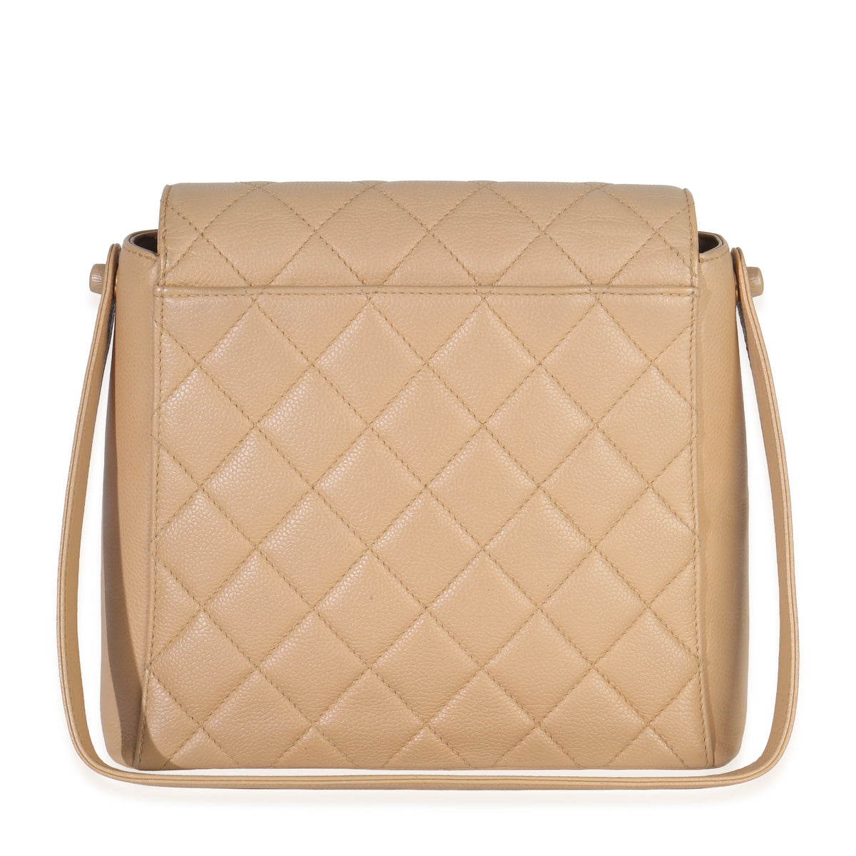 Chanel Vintage 24K Beige Quilted Caviar CC Shoulder Handbag Handbag bv