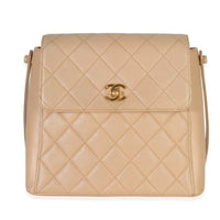 Chanel Vintage 24K Beige Quilted Caviar CC Shoulder Handbag Handbag fv