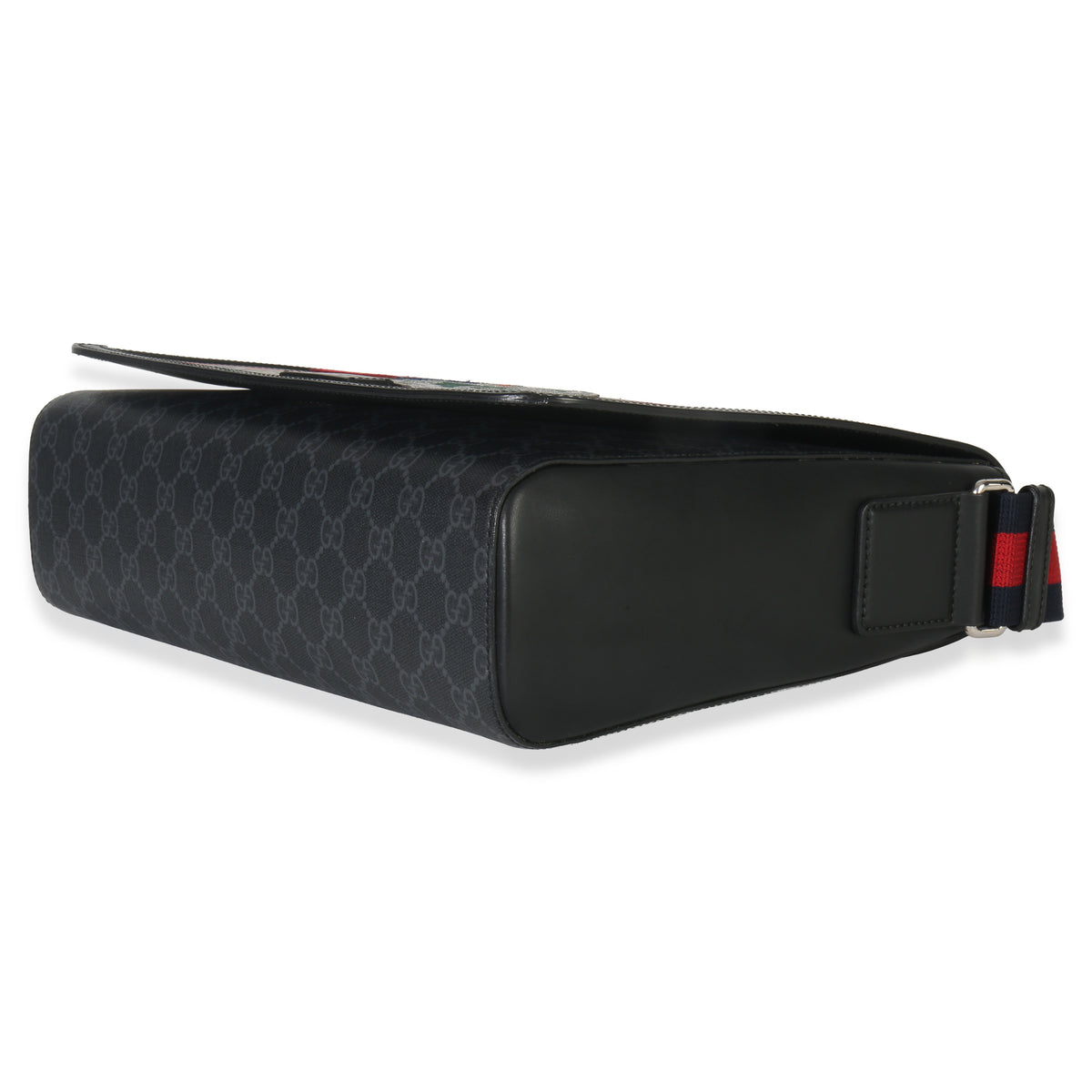 Gucci Black GG Supreme Canvas Night Courrier Flap Messenger Bag Handbag box