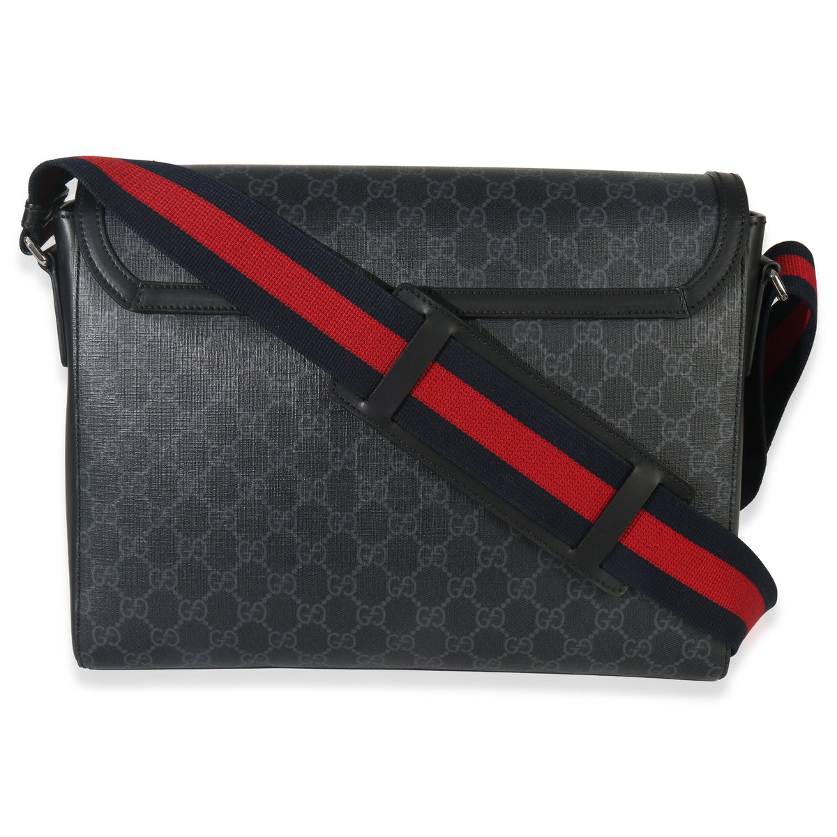 Gucci Black GG Supreme Canvas Night Courrier Flap Messenger Bag Handbag bv