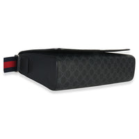 Gucci Black GG Supreme Canvas Night Courrier Flap Messenger Bag Handbag clasp