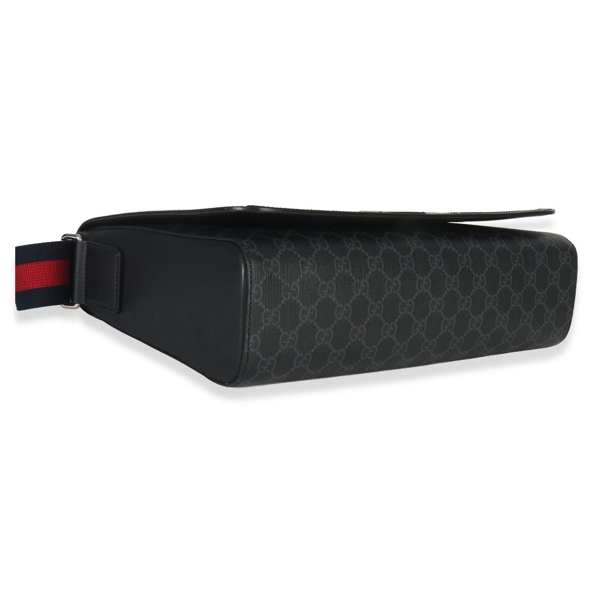 Gucci Black GG Supreme Canvas Night Courrier Flap Messenger Bag Handbag clasp