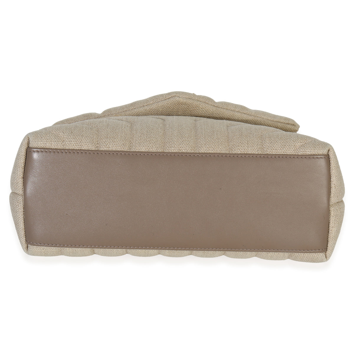 Beige Linen Chevron Small Loulou Chain Bag