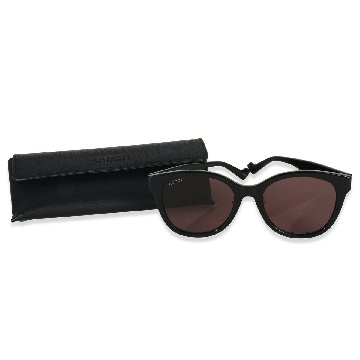 Gucci Black Acetate Round Lens Sunglasses fv