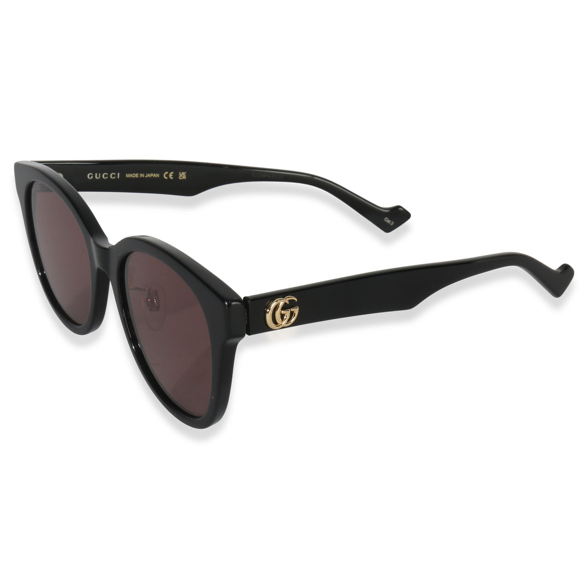 Gucci Black Acetate Round Lens Sunglasses sv