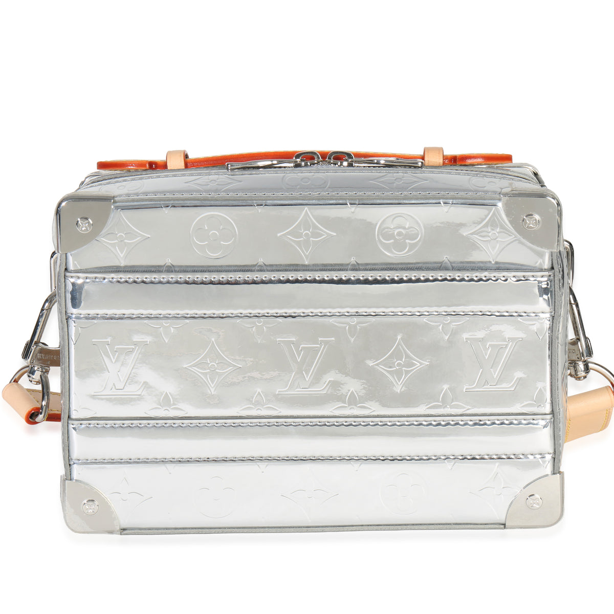 Louis Vuitton Silver Monogram Miroir Handle Trunk Bag Handbag fv