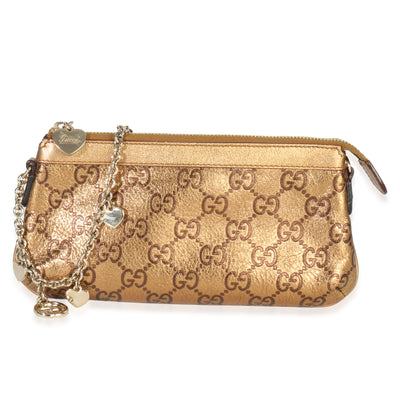Bronze Metallic GG Guccissima Leather Chain Pochette