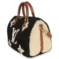 Louis Vuitton Black Monogram Teddy Fleece Speedy Bandouliere 25 Handbag pv