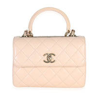 Chanel 25C Beige Quilted Lambskin Small Trendy Flap Bag Handbag fv