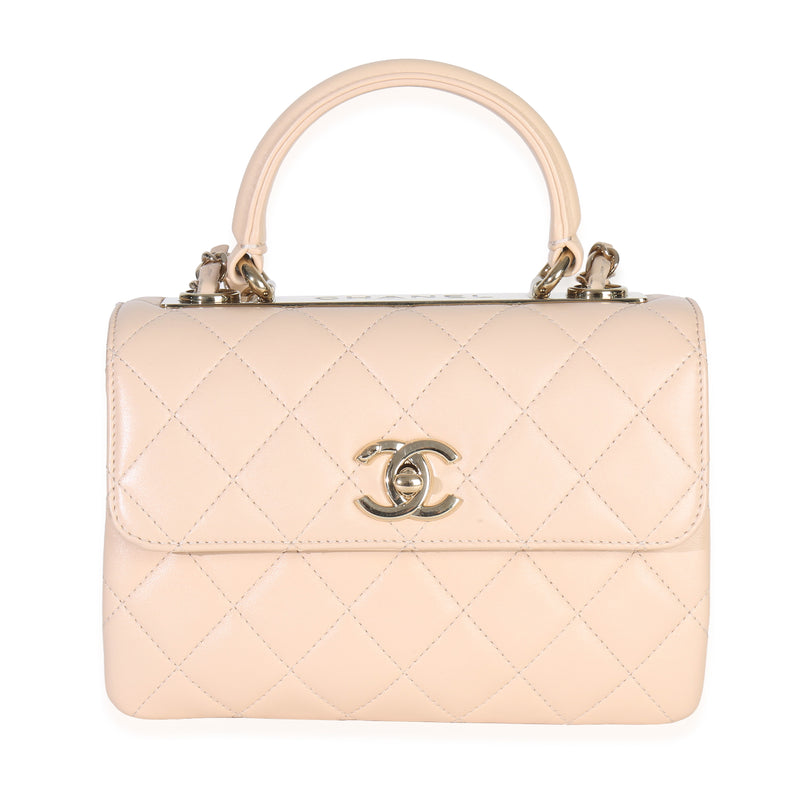 25C Beige Quilted Lambskin Small Trendy Flap Bag
